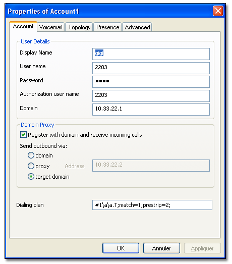 Configuration du softphone
