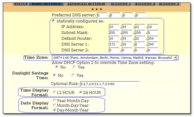 Configurations de base