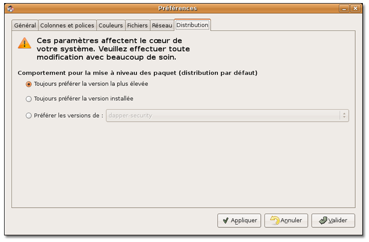 Préférences Synaptic